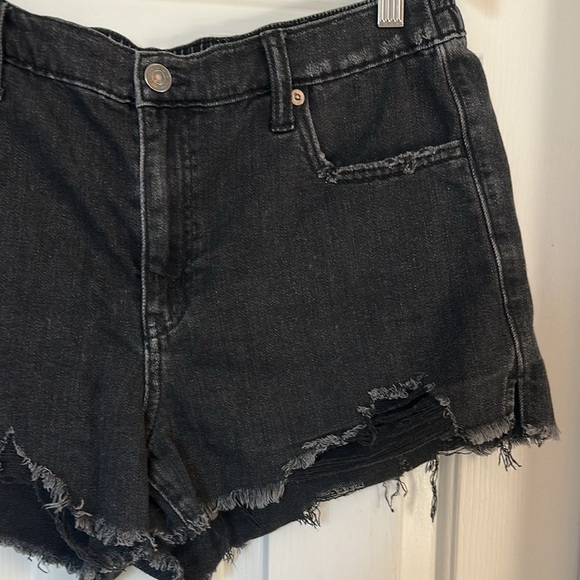Aerie distressed daydream elastic waist black shorts large - Picture 2 of 4